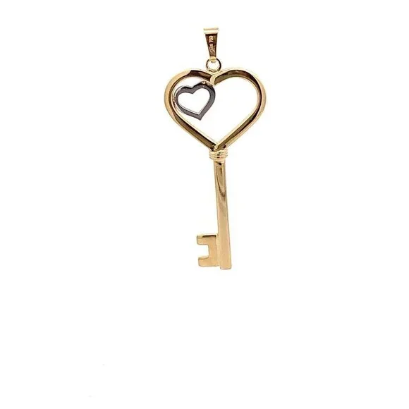 18K Yellow Gold Pendant Key Heart 1.59 grams - Picture 6 of 13